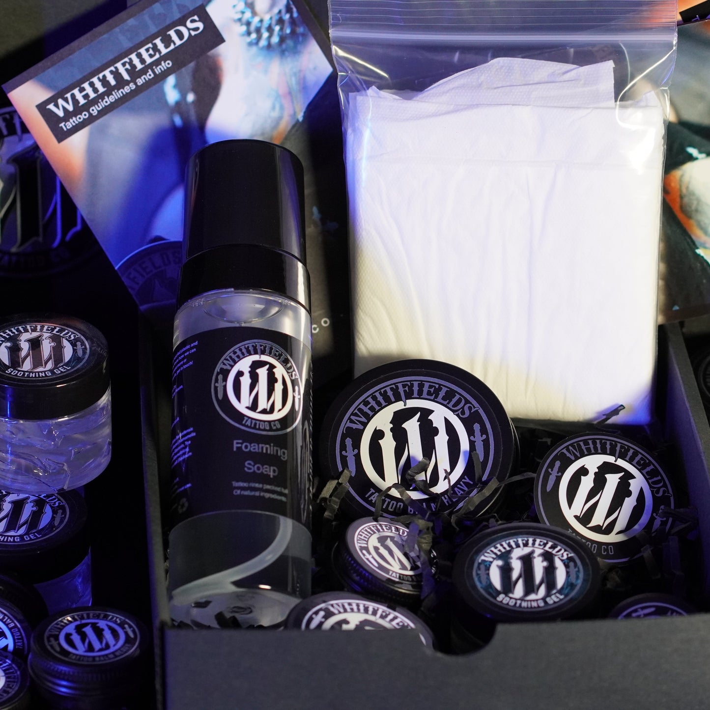 For peace of mind on your tattoo healing journey, access products specifically designed for tattoo artists to keep your new artwork remaining clean & healthy. From balm, to soap, to cooling gel, our aftercare box will help you cover every base.
